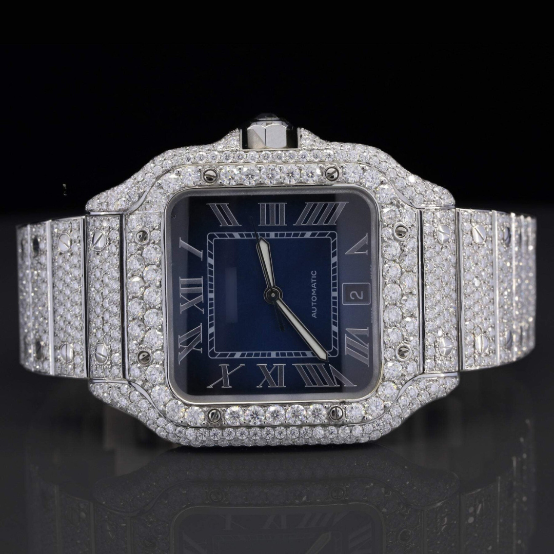 Exotic Fancy Roman Number Moissanite Diamond Dial Watch