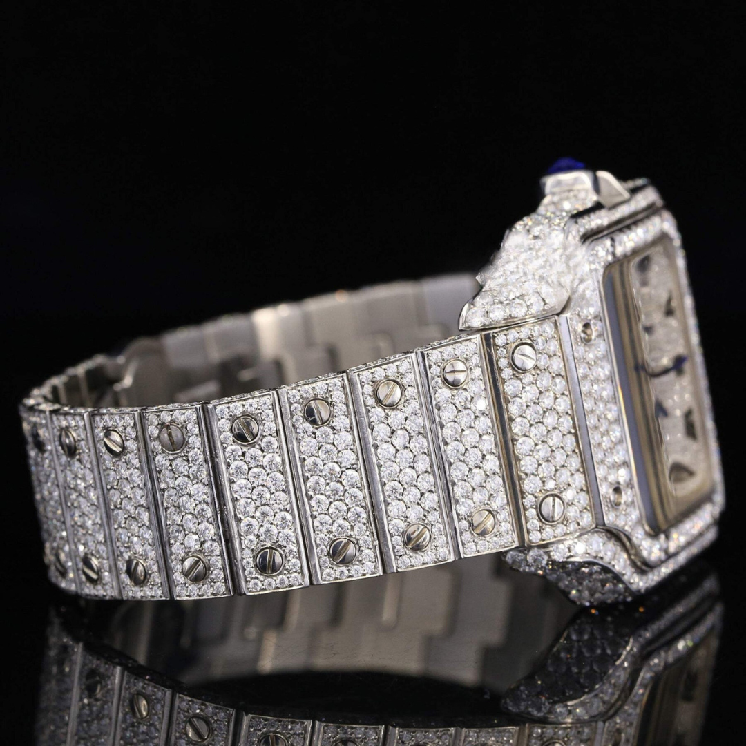 Brilliant Roman Number Moissanite Diamond Fully Iced Out Watch