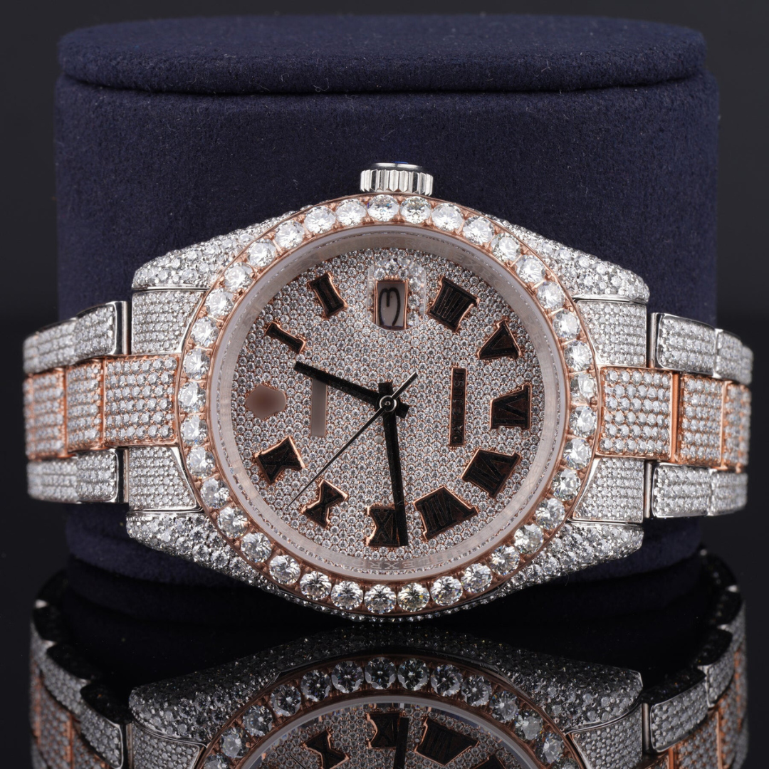 Elegant Look Fully Iced Out Business Style Moissanite Watch