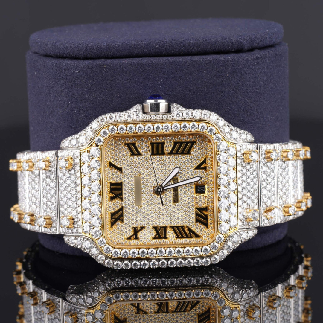 Fabulous Iced Out Roman Style Moissanite Diamond Watch