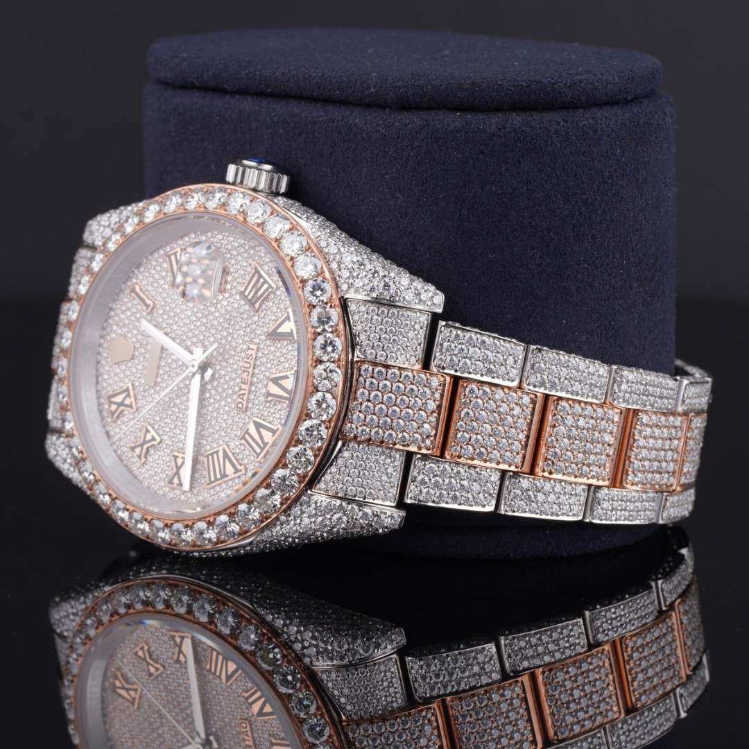 Elegant Look Fully Iced Out Business Style Moissanite Watch