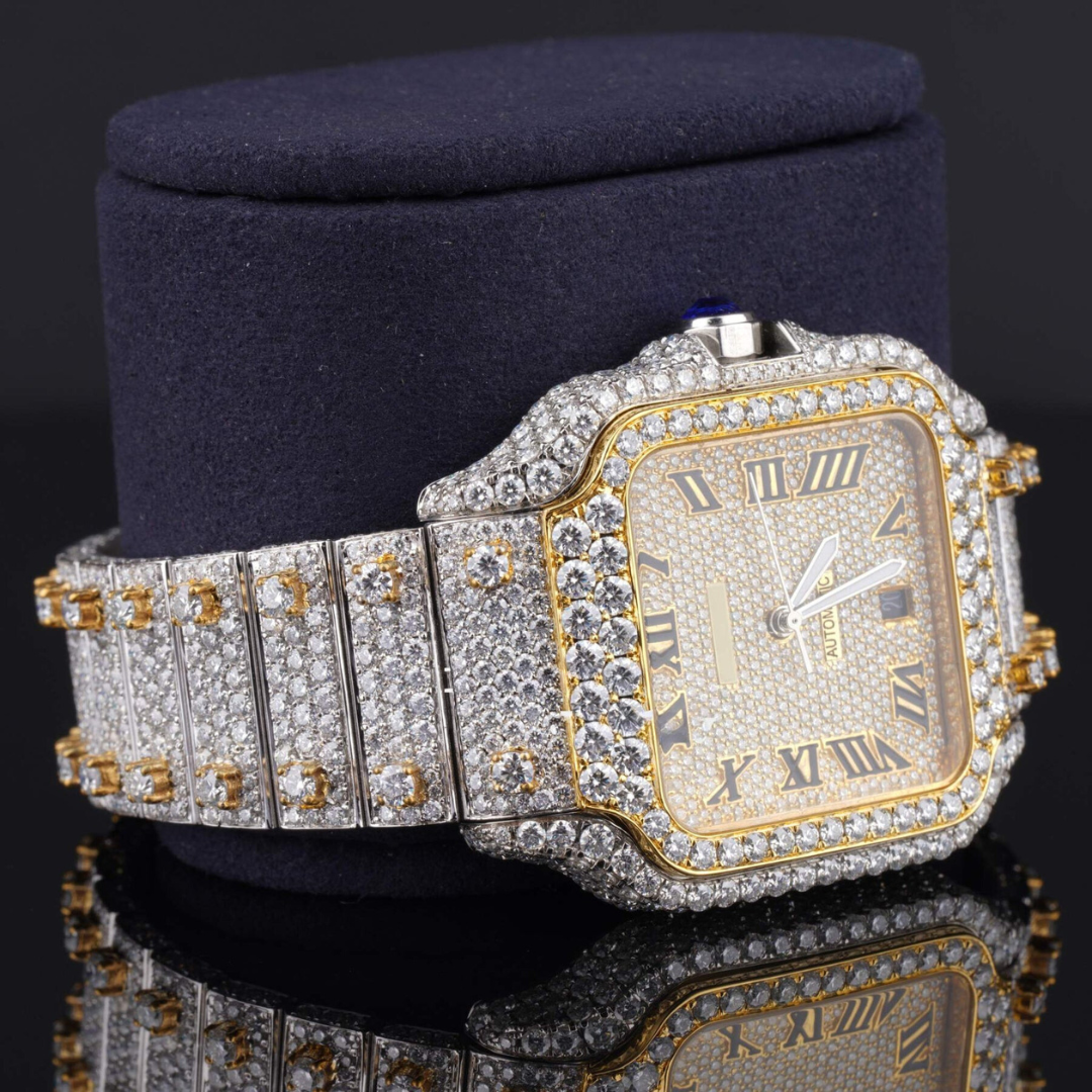 Fabulous Iced Out Roman Style Moissanite Diamond Watch