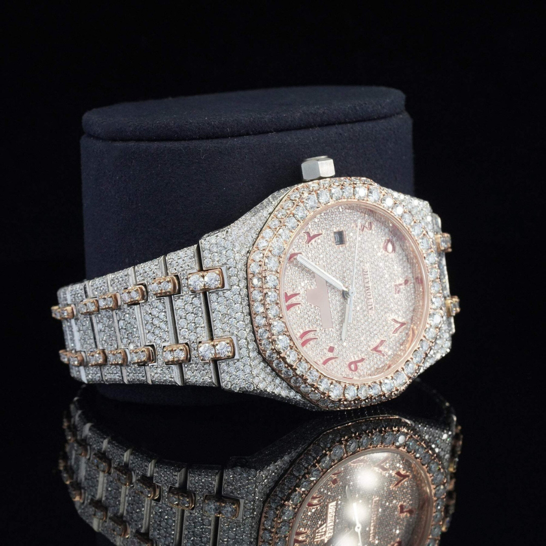 Classic Moissanite Diamond Automatic Movement Two Tone Watch