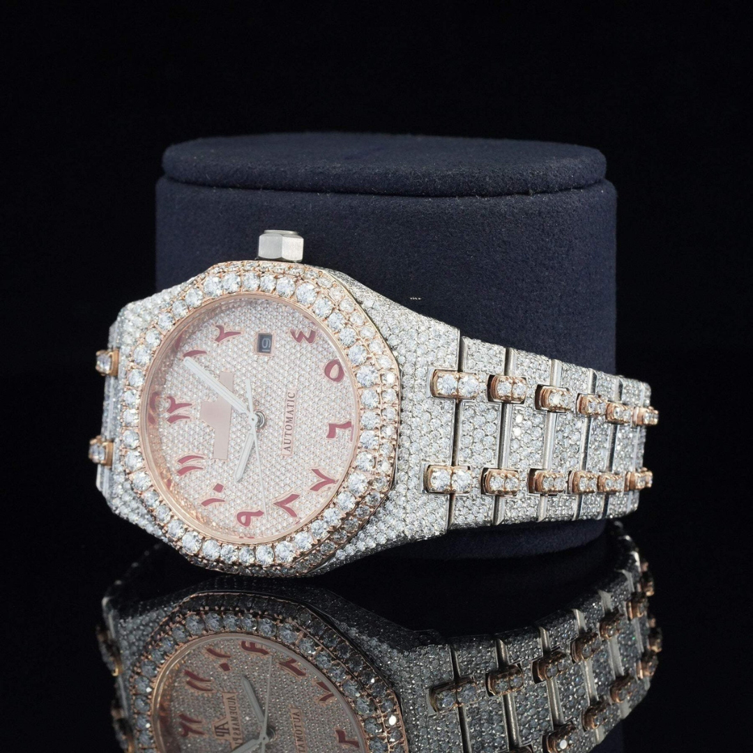 Classic Moissanite Diamond Automatic Movement Two Tone Watch