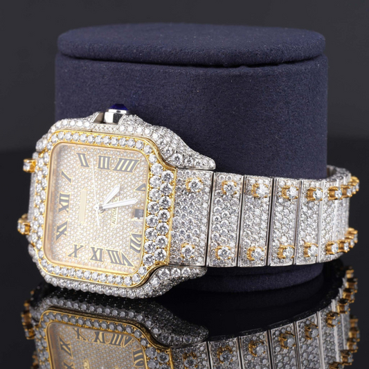 Fabulous Iced Out Roman Style Moissanite Diamond Watch